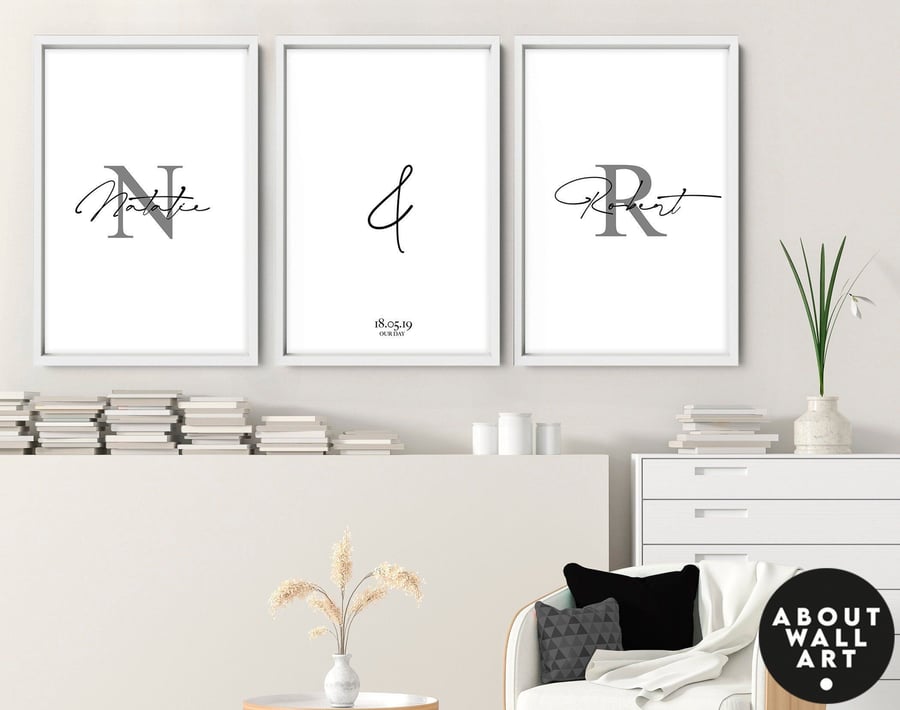 Customisable Couples Gift ,Line Drawing, Male and Female Prints, Above Bed Decor