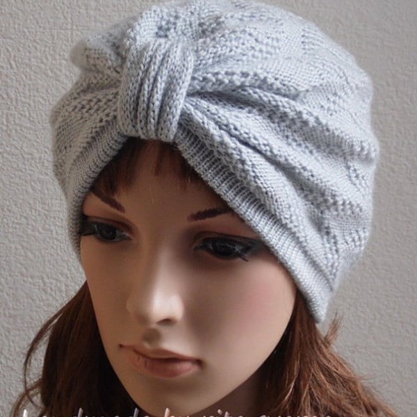 Handmade knitted turban for women, vegan turban hat, top knotted cap