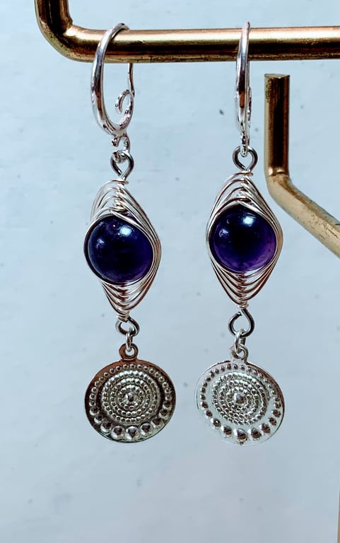 Wire Wrapped Gemstone Earrings