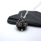 purple flower lampwork glass pendant necklace