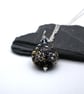purple flower lampwork glass pendant necklace