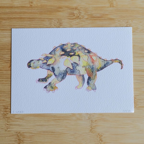 Ankylosaurus,  dinosaur art print, watercolour galaxy 