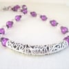 Silver Spiral Bar Necklace In Purples