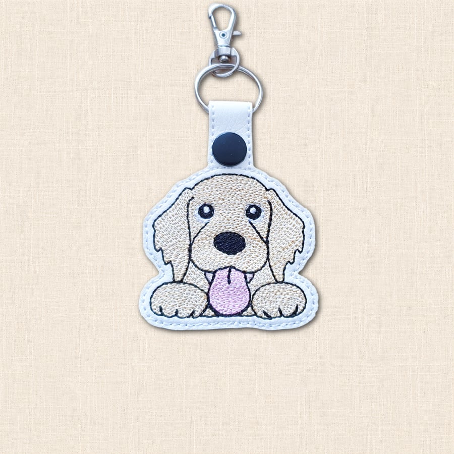 Golden Retriever Keyring - Kawaii Dog Faux Leather Accessory