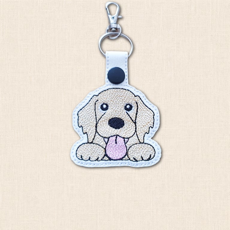 Golden Retriever Keyring - Kawaii Dog Faux Leather Accessory