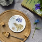 Frog and Forget me not bone china coaster