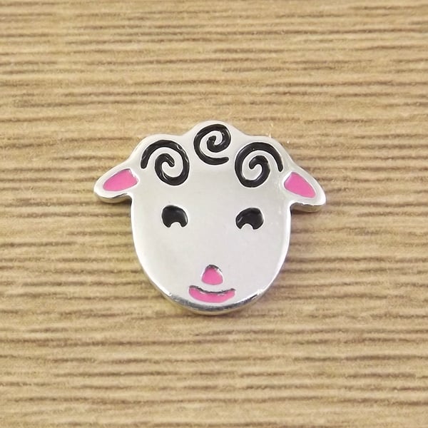 Sheep badge, lapel pin, tie tack, handmade from sterling silver