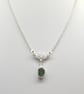 Sterling Silver Green Sea Glass Pendant With Lotus Flower & Rolo Chain  - Image 7