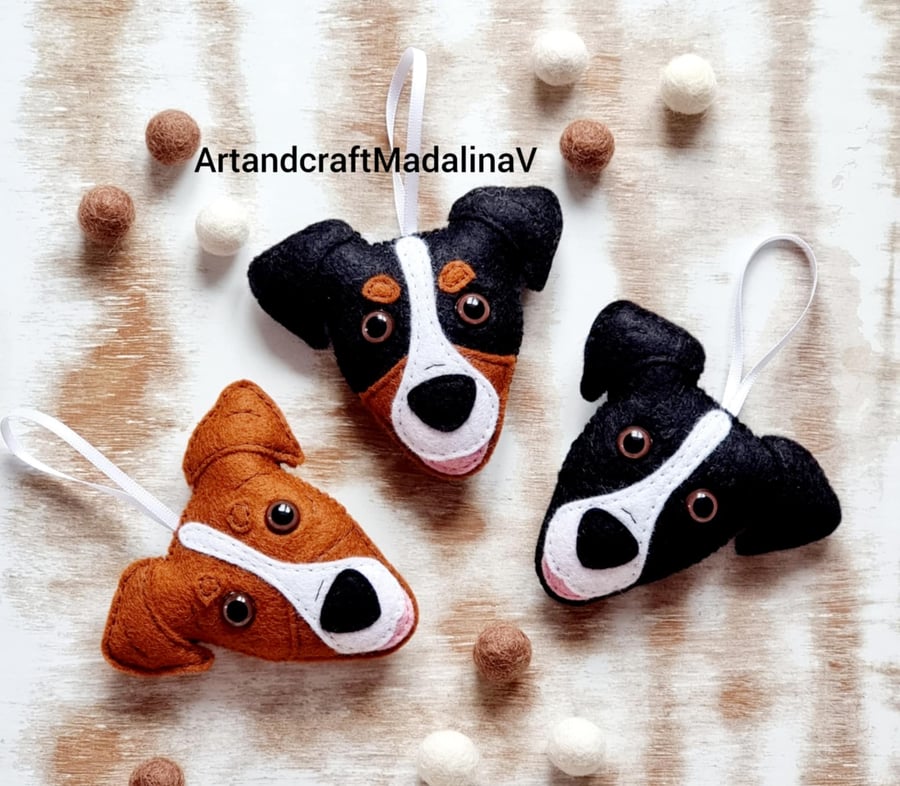 Jack Russell, Personalised Jack Russell decorations, Jack Russell felt gift