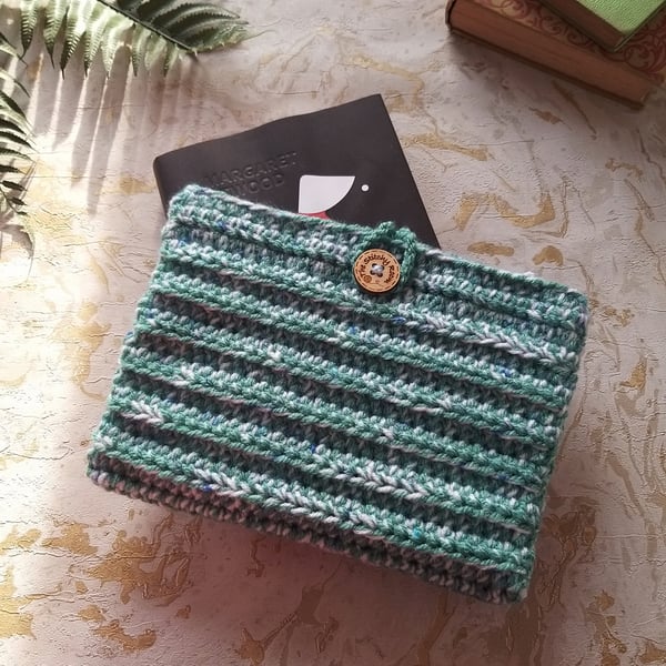 Crochet Book or Kindle Sleeve Cover Sage Green