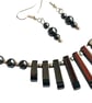 Hematite Necklace Earrings Jewellery Gift Set Tapered Shiny Black Gemstone - Image 6
