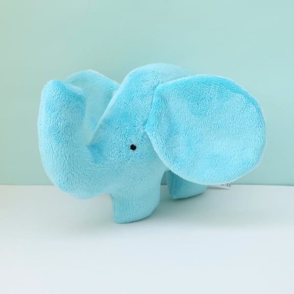 SALE Small Turquoise Plush Elephant Cuddle Plush Soft Toy