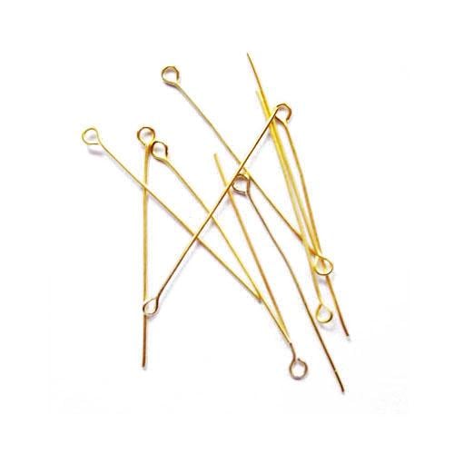 Plated Iron Eye Pins - Golden, 0.7mm x 40mm - Pack of 275 - Durable Findings for