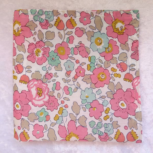 Liberty Lawn handkerchief. Floral design. Cotton handkerchief.  Betsy.