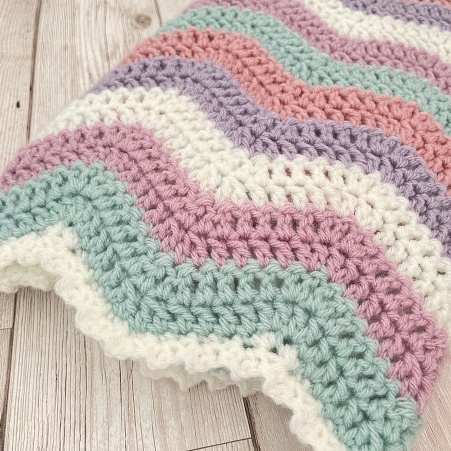 Pastel Baby Blanket - Handmade - Crochet - Baby Girl Gift - Pink Nursery Decor