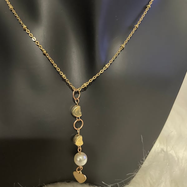 Beaded Ansley Heart Pendant Gold Lilac Phosphate
