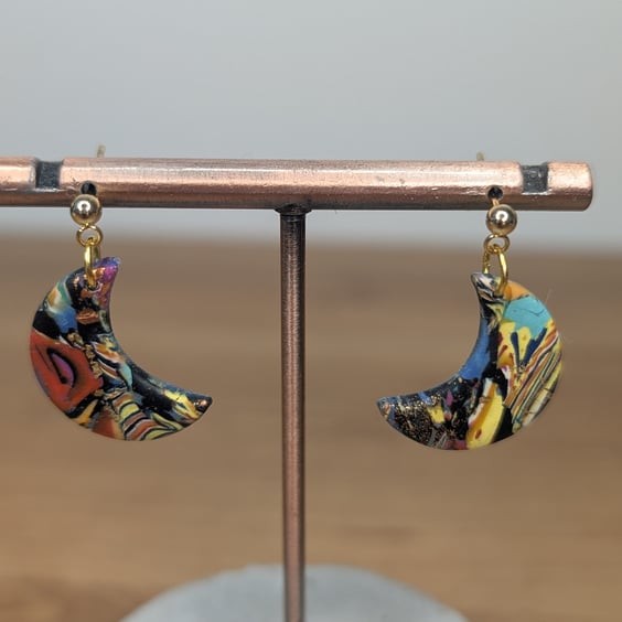 Summer bloom scrap mini moon earrings 