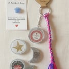 Handmade teachers gift ,4 resin magnetswhiteboard,kumihimo keyring,pocket hug