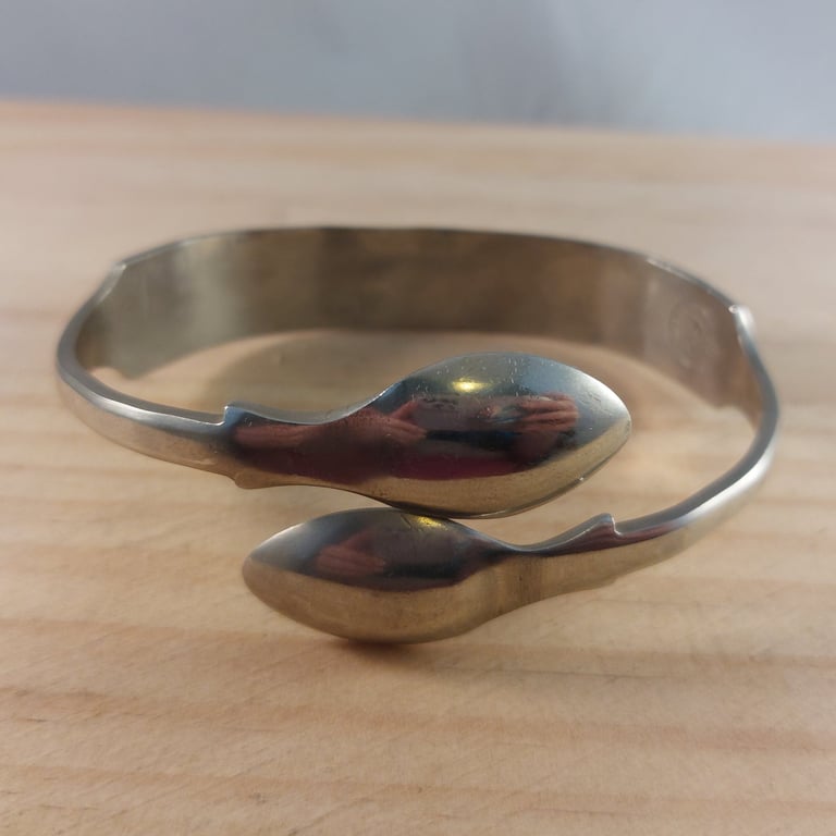 Upcycled Silver Plated Plain Sugar Tong Bangle (SPBA032601)