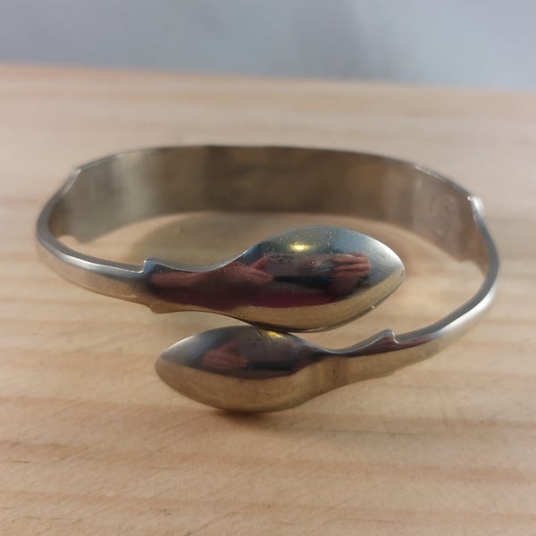 Upcycled Silver Plated Plain Sugar Tong Bangle (SPBA032601)
