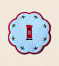 Christmas Post Box Candle Coaster - Embroidered Festive Home Decor