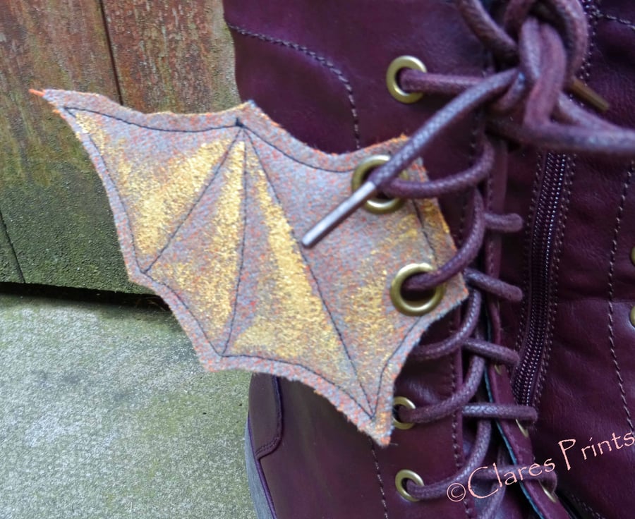 Steampunk Fabric Boot Wings Bat Wings Brown