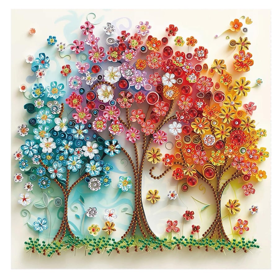 5D DIY Magical Floral Trees Diamond Painting Kit Painting for Adults 30cm x 30cm
