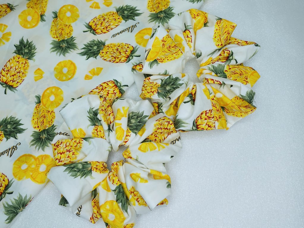 Tropical Pineapple Scrunchies, XXL Scrunchies, Summer Fun Scrunchies