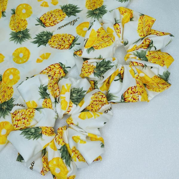 Tropical Pineapple Scrunchies, XXL Scrunchies, Summer Fun Scrunchies
