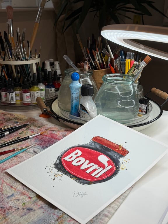 Hand Finished Watercolour A4 Art Print - Bovril Spread