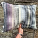 Rosanna cushion: Flint grey, Thistle & Slate grey. Handwoven in Wales