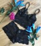 Moonlight roses semi sheer bralette and French knickers set