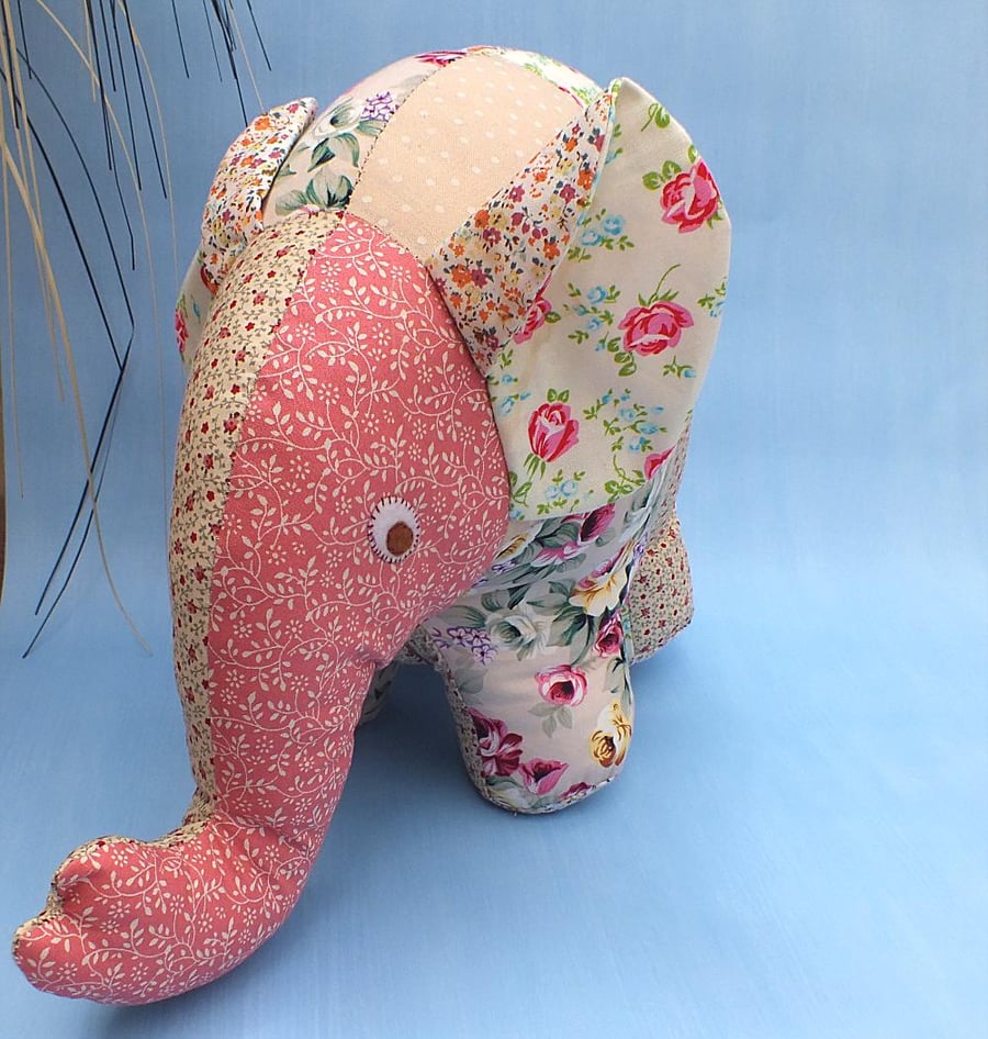 Patchwork Soft Stuffed Elephant - Folksy