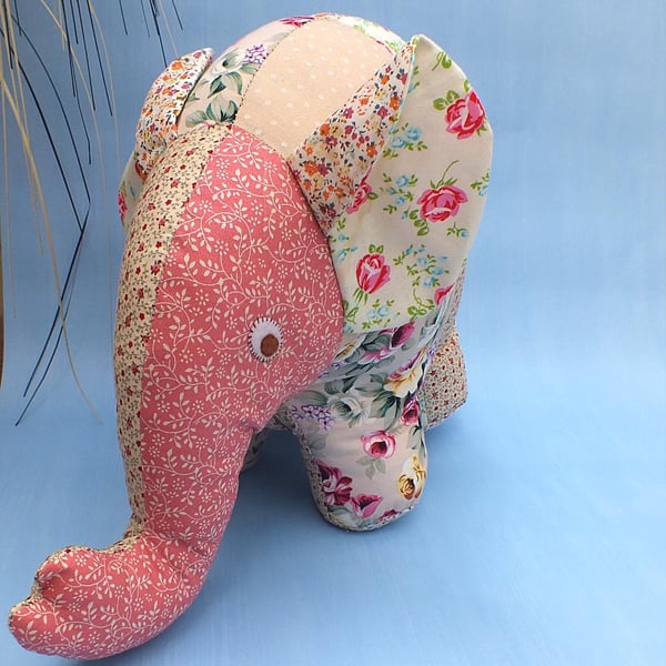 Patchwork Soft Stuffed Elephant - Folksy