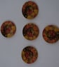 Buttons Wooden Set of Five Flower Patterned - Image 2