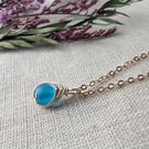 SEAGLASS Pacific Blue Necklace, 14K Gold Filled Minimalist Dainty Pendant