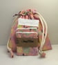 Butterfly printed cotton fabric wash bag and eye pads. - Image 1