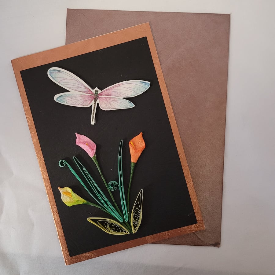 Dragonfly Quilled Card A6