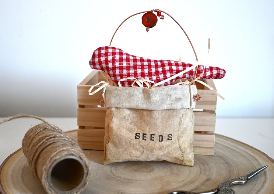 red bird seed bag 