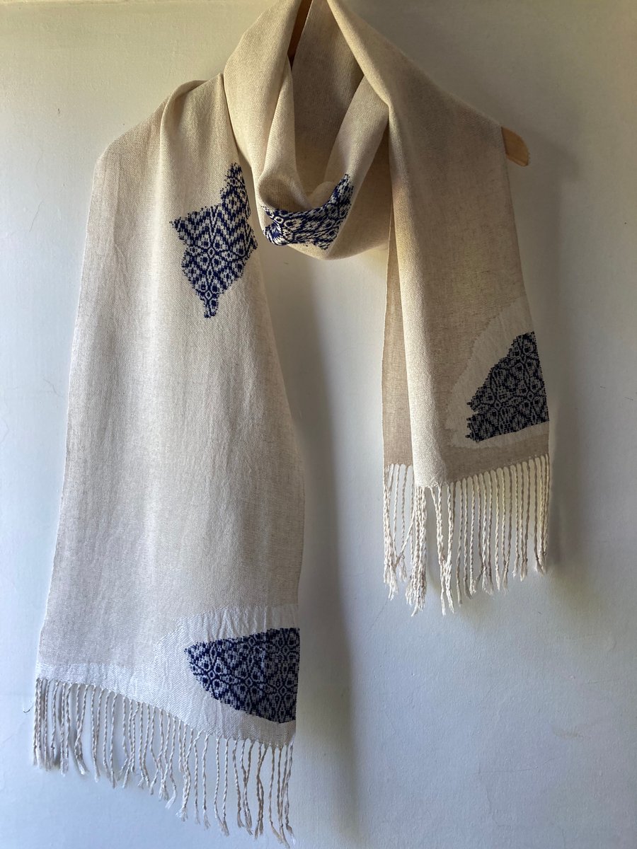 Palimpsest Handwoven Cottolin and Silk Scarf