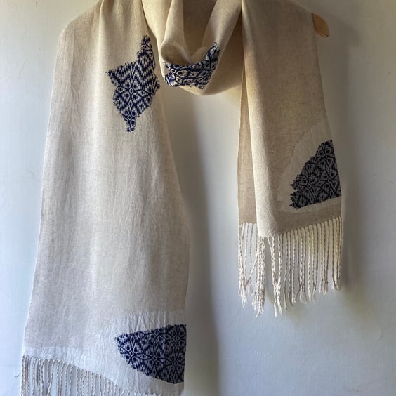 Palimpsest Handwoven Cottolin and Silk Scarf