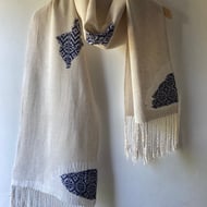 Palimpsest Handwoven Cottolin and Silk Scarf