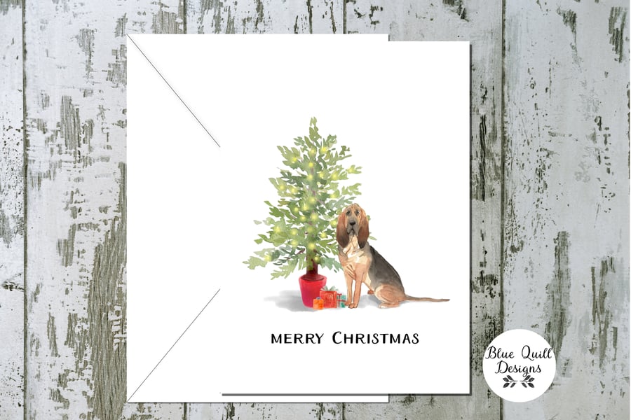 Bloodhound Folded Christmas Cards - pack of 10 - personalised
