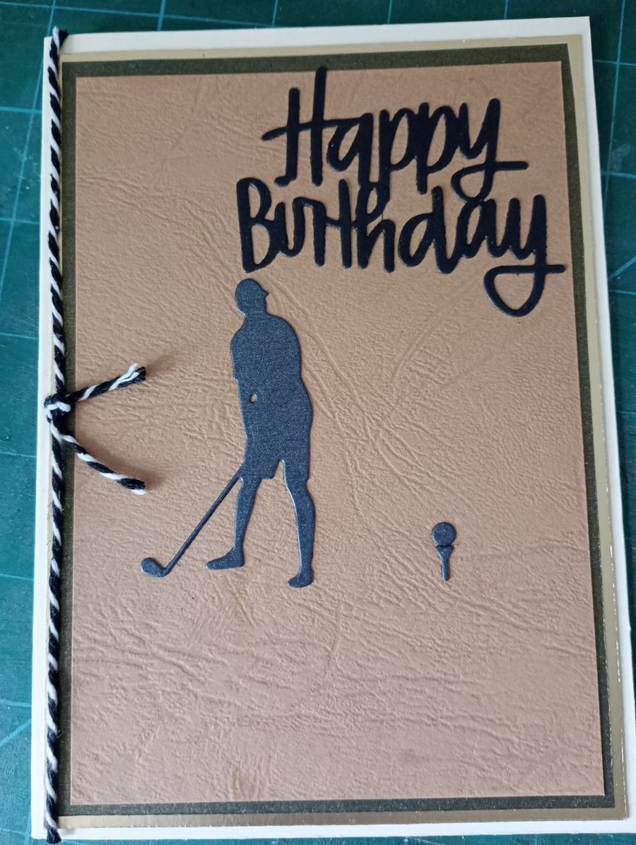Golfer teeing off birthday card 