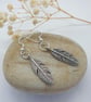 silver plated earrings with beautiful silver feather charmsangel feather boho