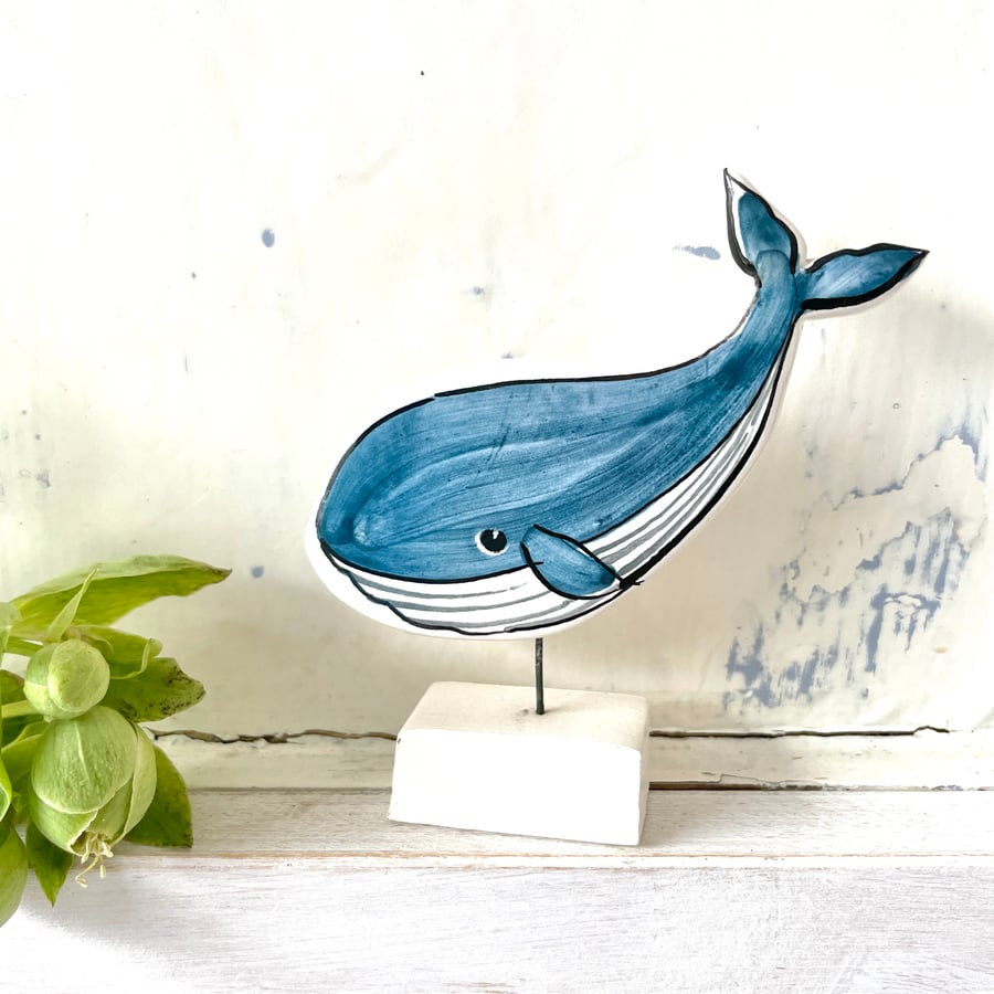 Whale ceramic ornament