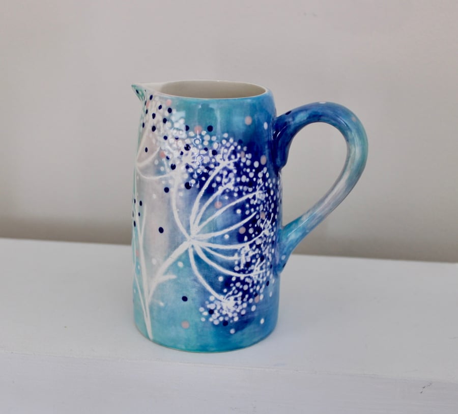 Cow parsley ceramic jug