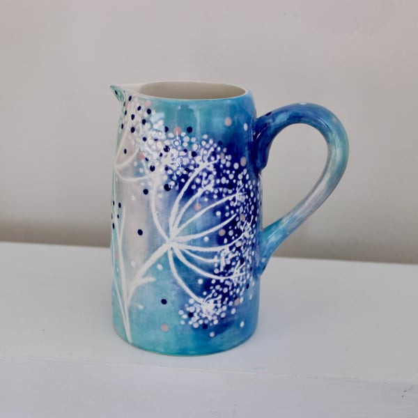 Cow parsley ceramic jug