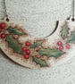 Pyrography wooden holly pendant - Image 1