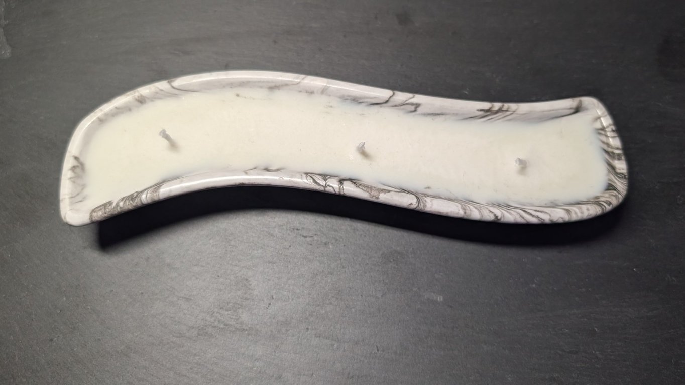Black & White Marble Effect Eco Resin Dish with Candle 